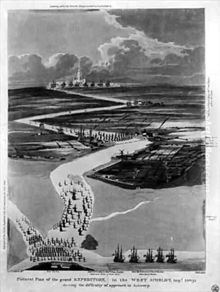 Pictural Plan of the Grand Expedition in the West Scheldt Oil Painting by Captain Cockburn