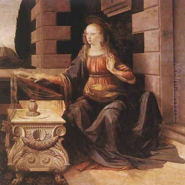 Annunciation (detail 2) 1472-75 Oil Painting by Leonardo Da Vinci