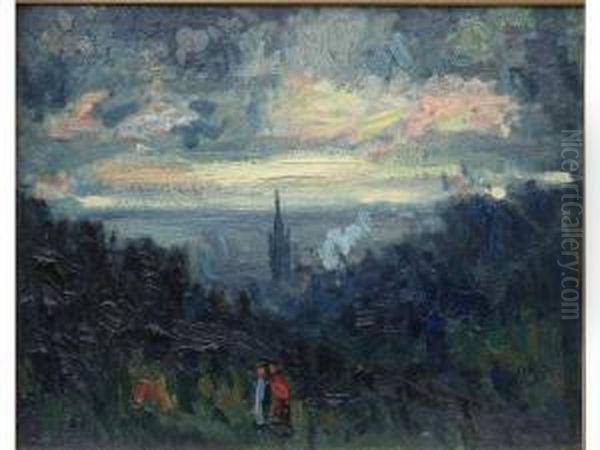 Soleil Couchant Sur Rouen Oil Painting by Maurice Louvrier