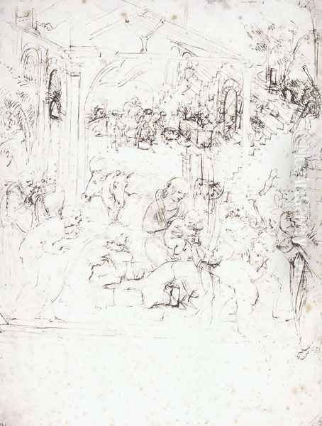 Design for the Adoration of the Magi Oil Painting by Leonardo Da Vinci