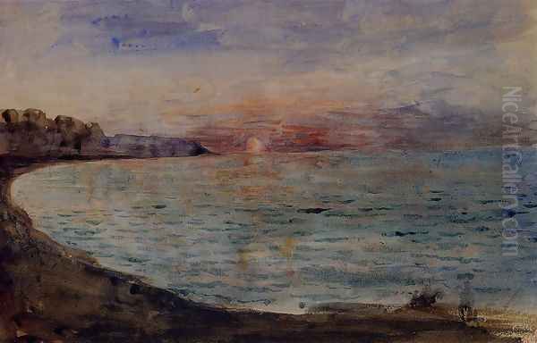 Cliffs near Dieppe Oil Painting by Eugene Delacroix