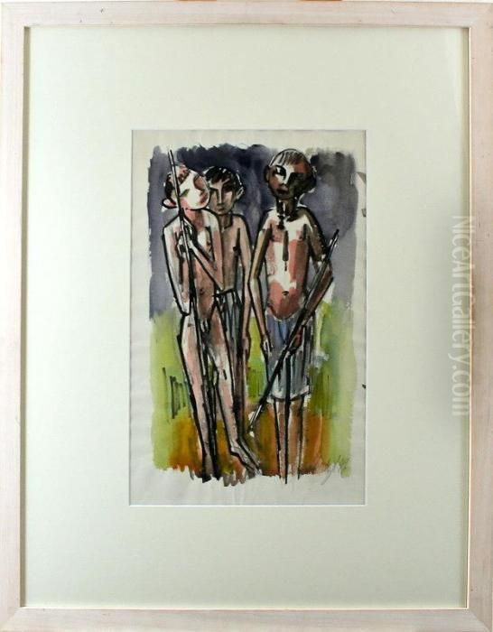 Drei Jungen Mit Staaken Oil Painting by Emil Maetzel