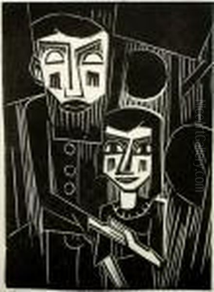 Selbstbildnis Mit Tochter 1920 Oil Painting by Emil Maetzel