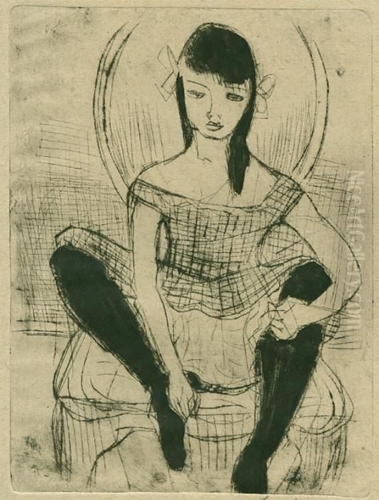Madchen In Schwarzen Strumpfen 1939 Oil Painting by Emil Maetzel