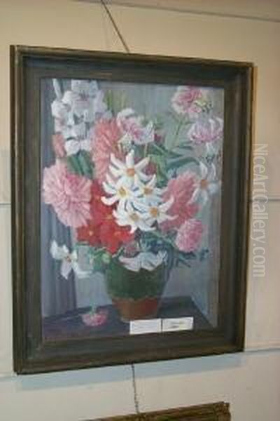 Blumenstilleben. Bezeichnet E. Maetzel 42 Oil Painting by Emil Maetzel