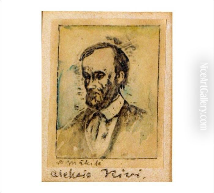 Aleksis Kivi Oil Painting by Otto Makila