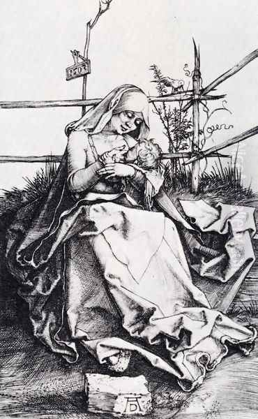 Madonna On A Grassy Bench Oil Painting by Albrecht Durer