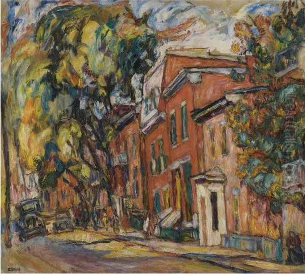 Red Buildings Oil Painting by Abraham Manievich