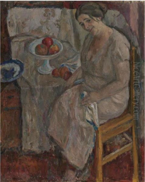 Portrait Of The Artist's Wife Oil Painting by Abraham Manievich