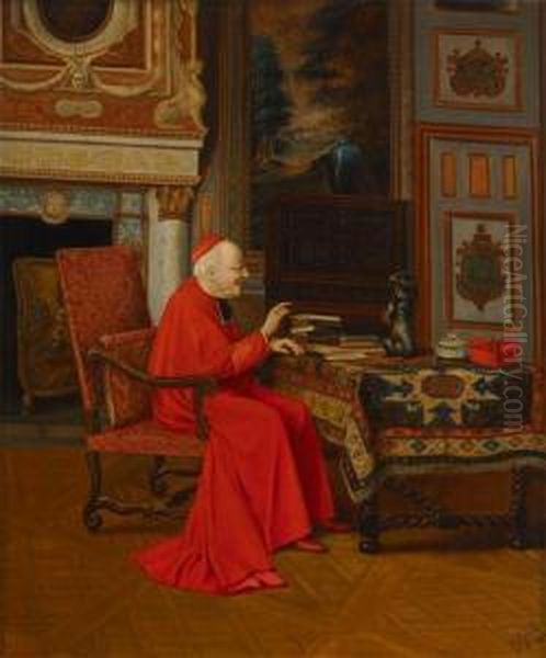 Prelat Et Son Chien Oil Painting by Victor Marais-Milton