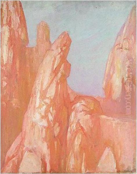 Rocheurs En Corse Oil Painting by Pierre Amedee Marcel-Beronneau
