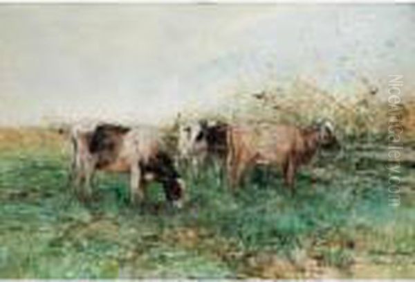 Cattle Grazing Oil Painting by Willem Maris