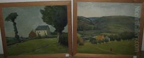 Lot De Deux Paysages Oil Painting by Henri Mathy