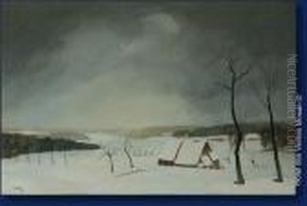 Plaine Sous La Neige Oil Painting by Henri Mathy