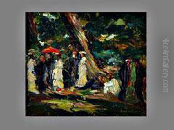 Gesellschaft Im Wald Oil Painting by Max Mayrshofer