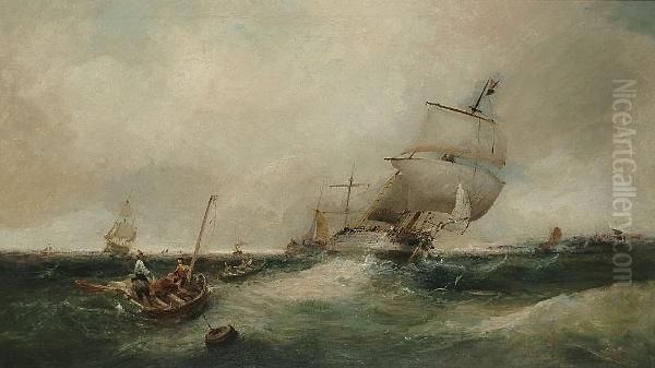 Shipping In A Swell Oil Painting by William McAlpine