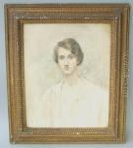 Portrait Of A Young Woman, Bust 
Length, Wearing A Pinkcoat, Possibly A Self Portrait Of The Artist, 
Watercolour, Signeddora Meeson Coates And Dated August 1918, 53x43cm: 
Note: Dorameeson Coates Grew Up In New Zealand. A Student At The 
Melbournenat Oil Painting by Dora Meeson