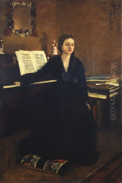Madame Camus at the Piano Oil Painting by Edgar Degas