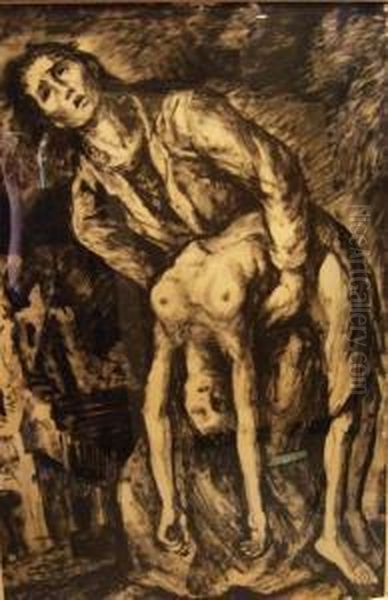 Hommage Aux Combattants Martyrs 
Du Ghetto De Varsovie Dessin D'une Suite De 23 Dessins Originaux Oil Painting by Maurice Mendjisky