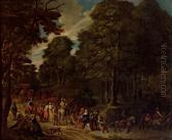 Uberfall Im Wald Oil Painting by Pieter Meulenaer