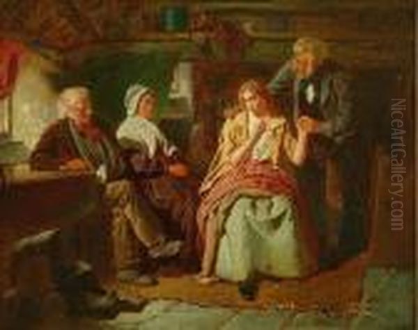 A Cottage Interior Oil Painting by William Henry Midwood