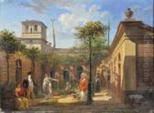 Scena All'interno Di Un Palazzo Oil Painting by Giovanni Migliara