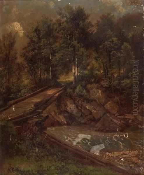 Bachsteg Im Wald Oil Painting by Karl Millner