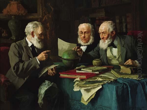 ''heated Discussion'' Oil Painting by Louis Charles Moeller