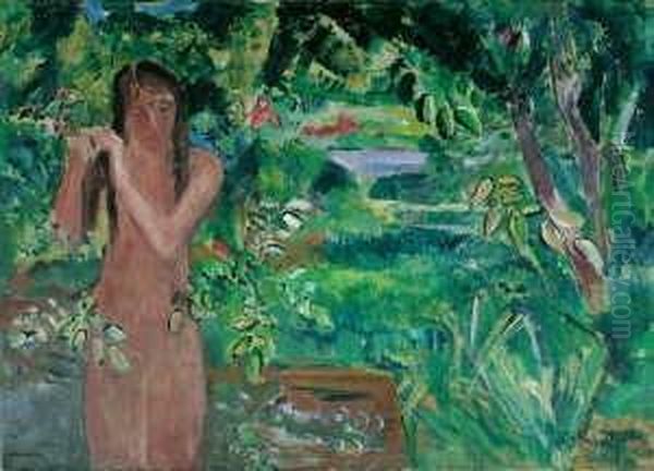 Landschaft Mit Akt (maja) Oil Painting by Oskar Moll
