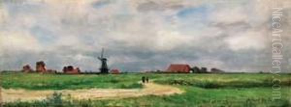 Paesaggio Olandese Oil Painting by Robert Charles Gustave Laurens Mols