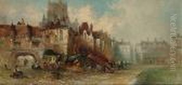 Old French Houses Oil Painting by Clifford Montague