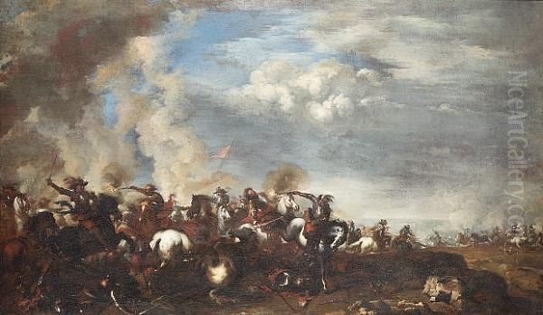 Cavalry Skirmishes Oil Painting by Francesco Monti