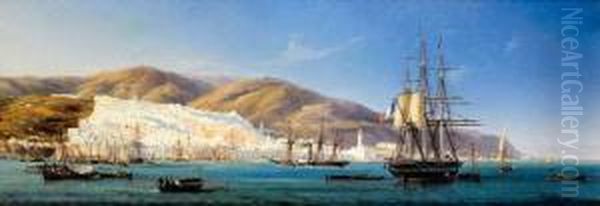 Vue Du Port D'alger Oil Painting by Antoine Leon Morel-Fatio