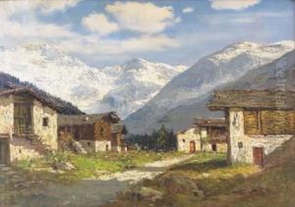 Macugnaga Oil Painting by Mario Moretti Foggia