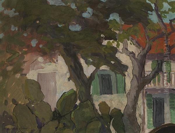 A Home Behind The Trees Oil Painting by Mary Deneale Morgan