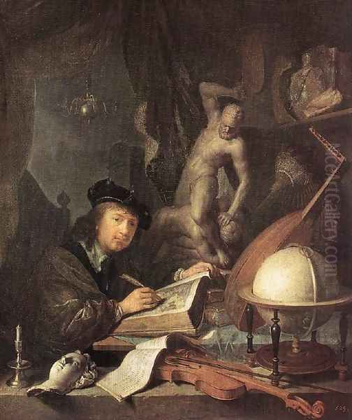 The Painter In His Studio Oil Painting by Gerrit Dou