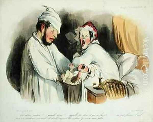 Parents woken by their baby Oil Painting by Honore Daumier