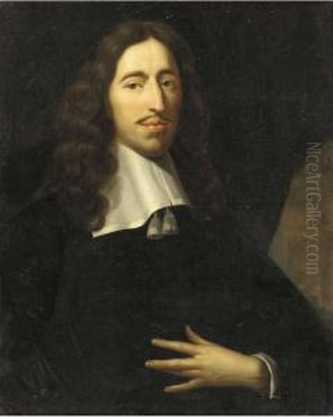 Portrait Of A Gentleman, Half-length, In An Interior Oil Painting by Pieter Nason