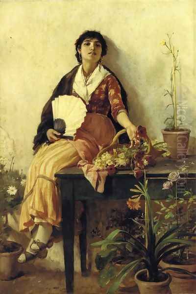 The Florentine Girl I Oil Painting by Frank Duveneck
