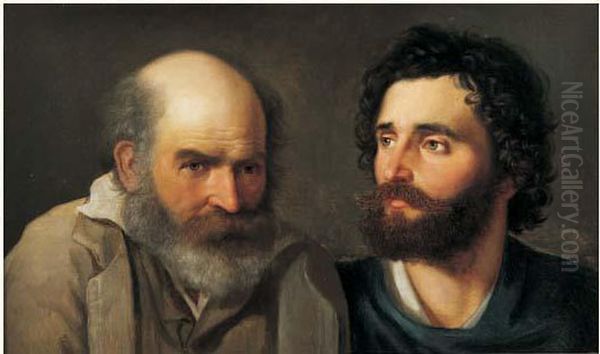Etude De Tetes D'hommes Barbus Oil Painting by Francois Joseph Navez