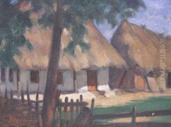 Houses In The Country Oil Painting by Grigore Negosanu