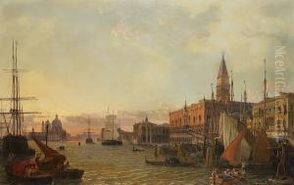 The Riva Degli Schiavoni, 
Venice, With The Doge's Palace, The Piazzetta San Marco And Santa Maria 
Della Salute Beyond Oil Painting by Friedrich Nerly