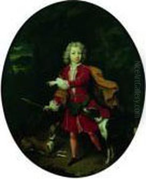 Portrait D'un Jeune Garcon En Tenue De Chasseur Oil Painting by Constantin Netscher