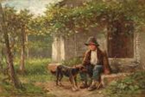 Young Boy With Dog
Signed 'hugh Newell' (lower Left) Oil Painting by Hugh Newell
