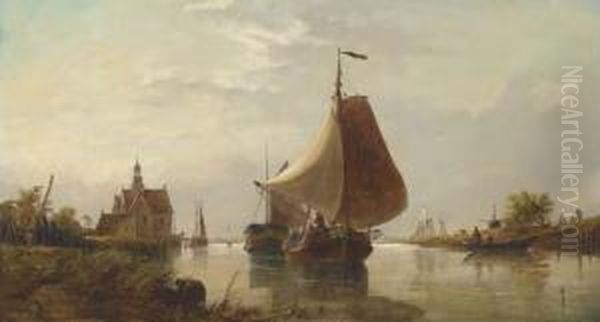 Gliding Up The Estuary Oil Painting by Richard Henry Nibbs