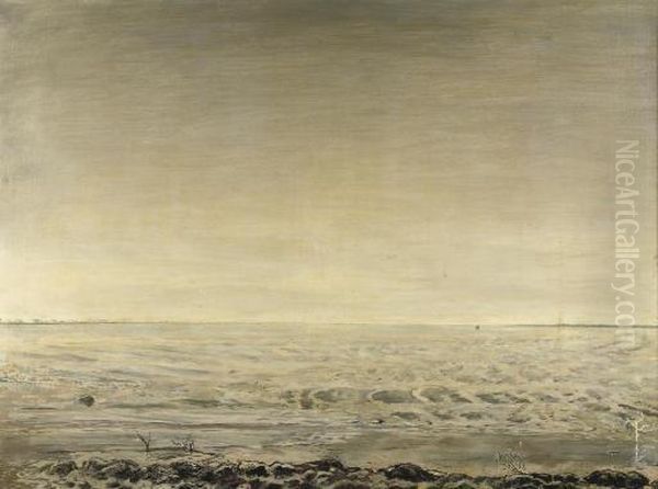 Laag Water - Low Tide Oil Painting by Dirk Nijland