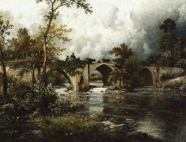 The Old Bridge Oil Painting by Jules Dupre