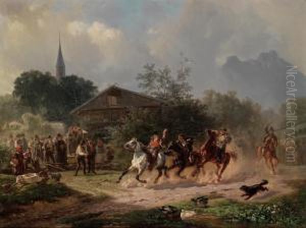 La Corsa Oil Painting by Julius Noerr