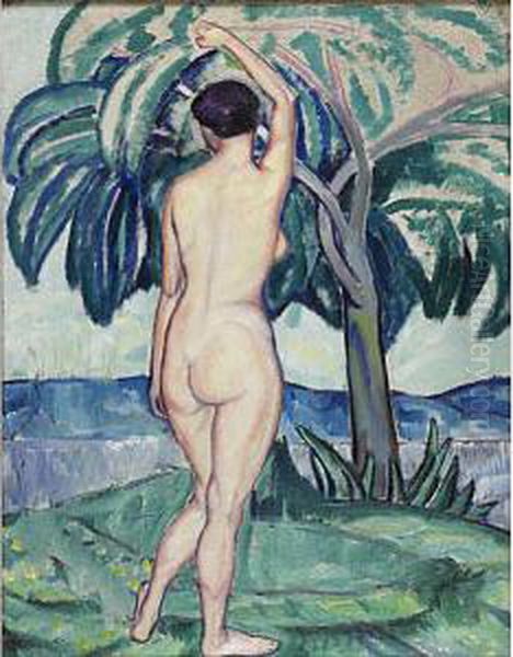 Standing Nude Oil Painting by Bror Julius Olsson Nordfeldt
