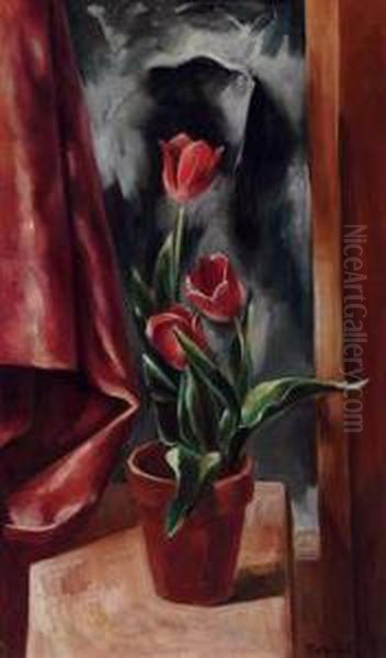Tulips Oil Painting by Bror Julius Olsson Nordfeldt